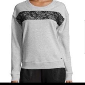 Andrew Marc NY Darling Sweater with  lace detail.